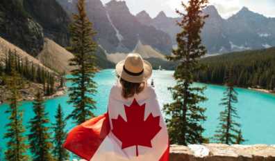 Canada Flag Scenery Mountains